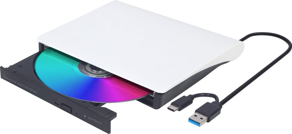 gembird Externes USB-DVD-Laufwerk, schwarz-weiß