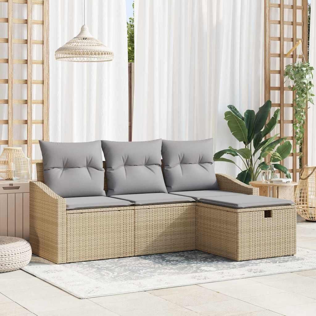 Maison Exclusive - Sofa Set mit Kissen 4 pcs Poly-Rattan