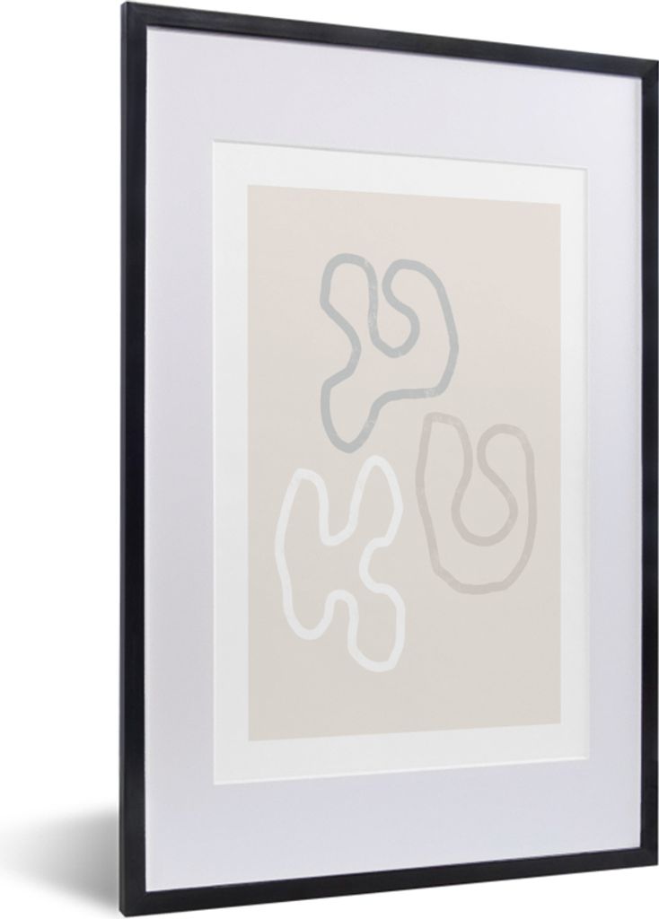 MuchoWow Gerahmtes Poster Minimalismus - Linienkunst - Formen 40x60 cm - Poster mit Schwarzem Bilderrahmen Wandposter Rahmen Foto Bilder - Poster...