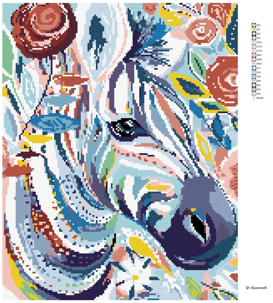Offerta Kit Zuty Zebra Floreale 40x50 cm con Telaio - Diamond Art 5D - 5