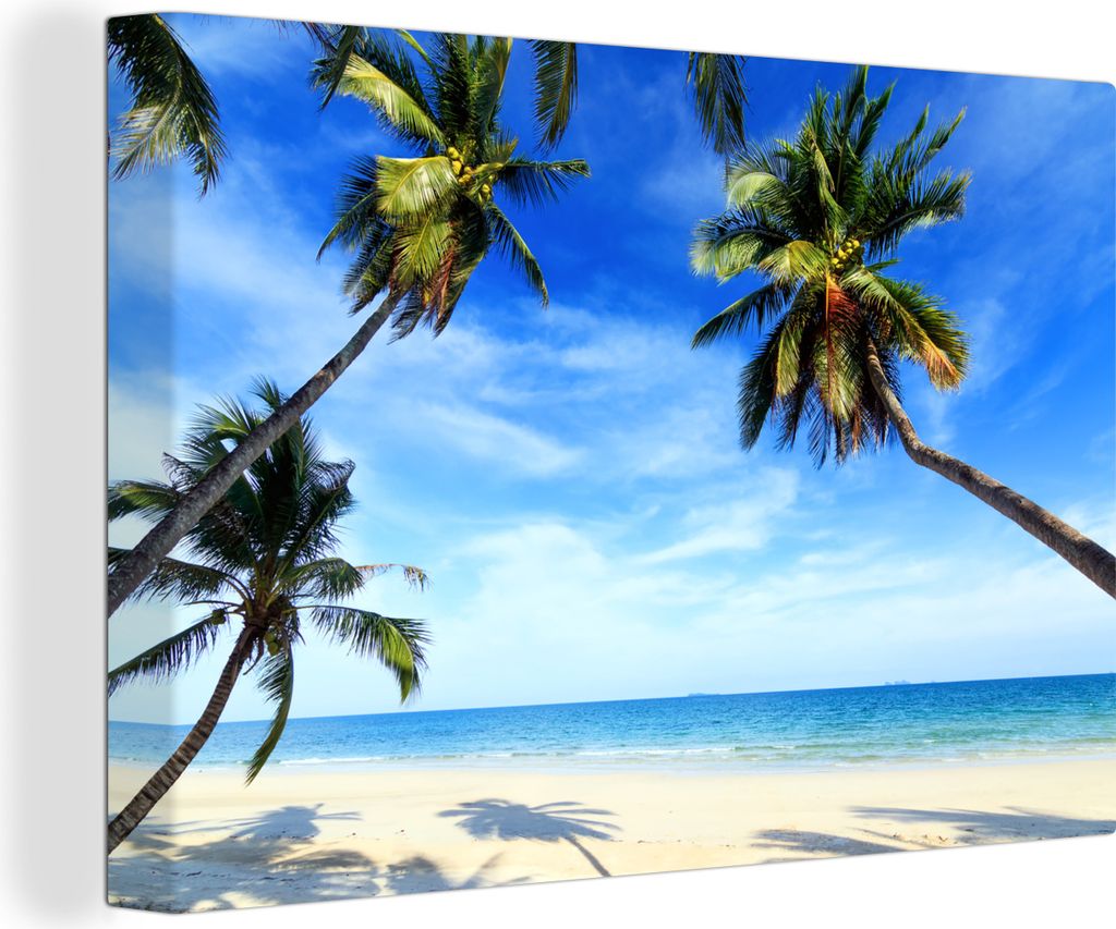 OneMillionCanvasses - Leinwandbilder - 140x90 cm, Palmen - Strand - Meer, Wandbilder Kunstdruck Wanddekoration - Foto auf Leinwand - Gemälde auf...