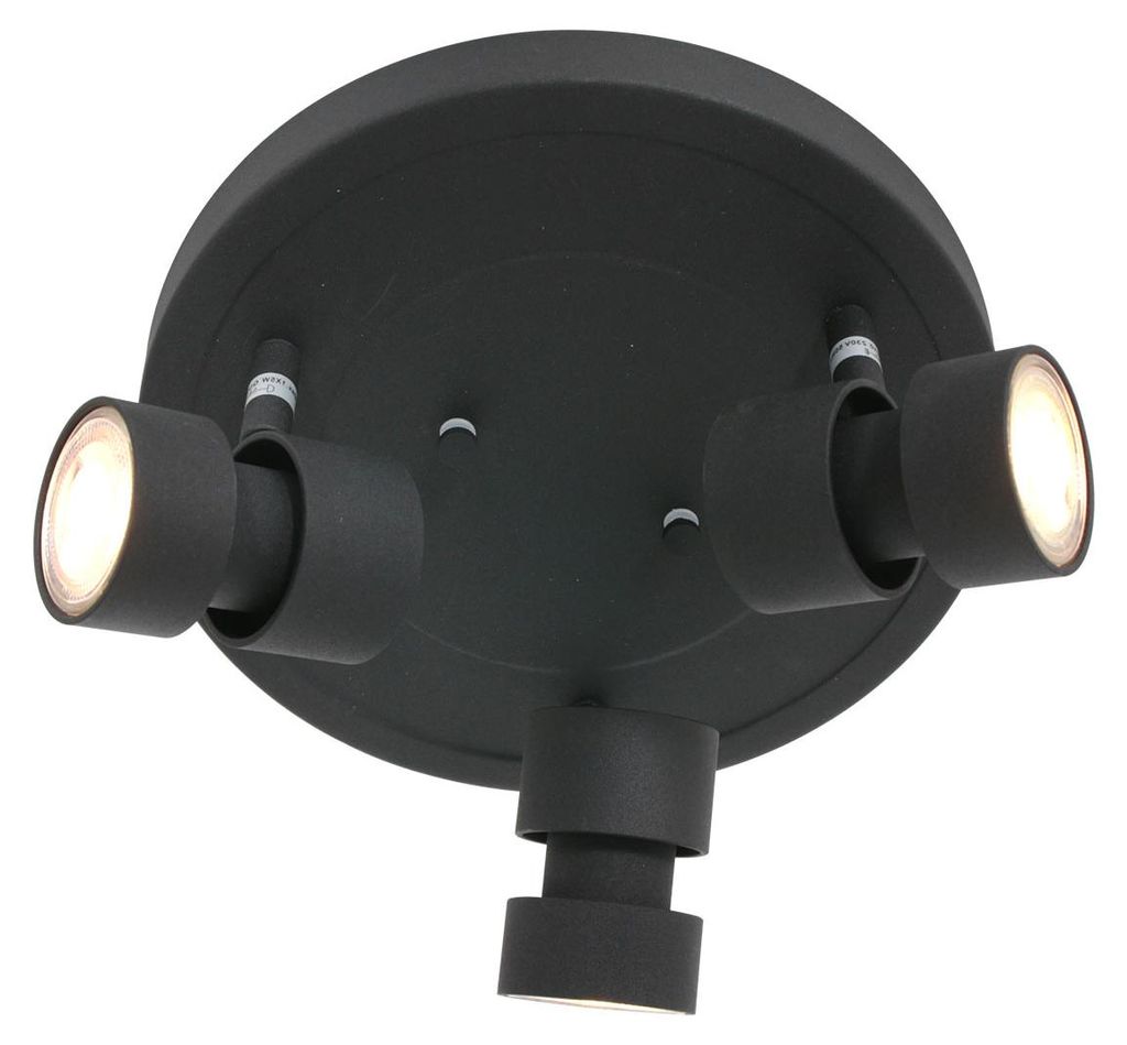 LED Deckenlampe, 3 Flammig, schwarz, Spots beweglich, H 12 cm