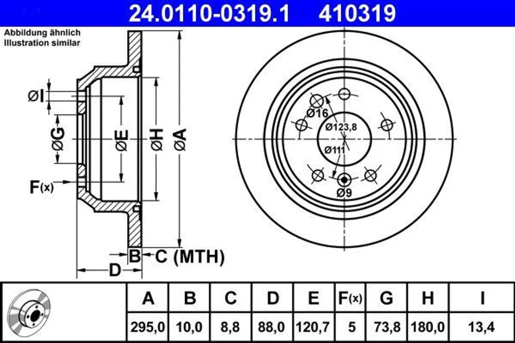 Disque de frein de haute précision ATE OE JLM10601 pour Jaguar XJ