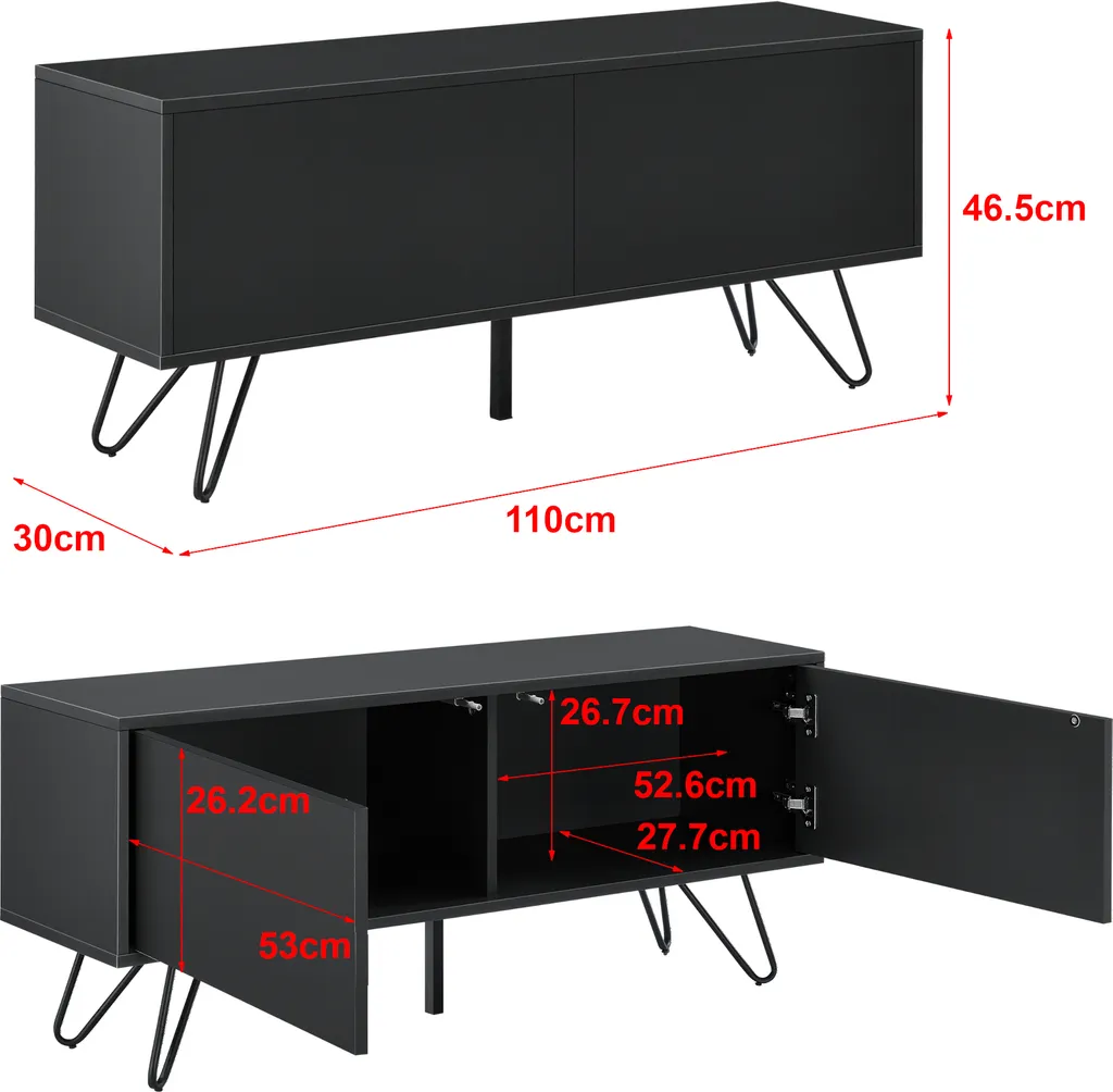 Buffet Bas de Salon Bollebygd pour Rangement Multimédia et Déco