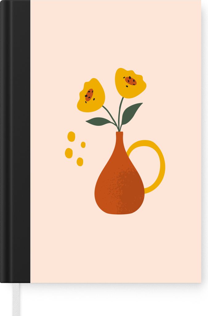 MuchoWow Notizbuch Tagebuch Haushaltsbuch Notebook A5 Vase - Mohn - Pastell - Notizblock - Notizheft - Notebook - Schreibblock - Papier