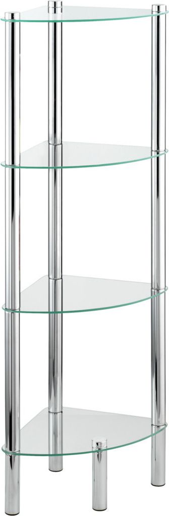 A clear product shot of a corner shelf unit.