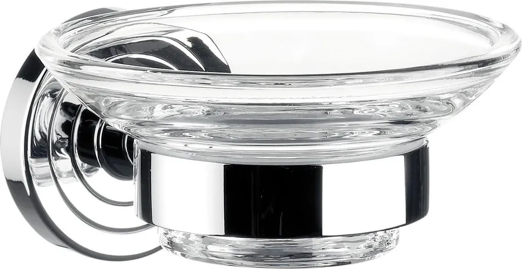 Porte-savon mural en verre transparent et support chromé brillant chic