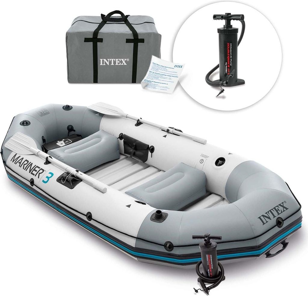 Schlauchboot Mariner 3 für 3 Personen, Paddelpumpe, Angelrutenhalter und Motorhalterung INTEX 68373