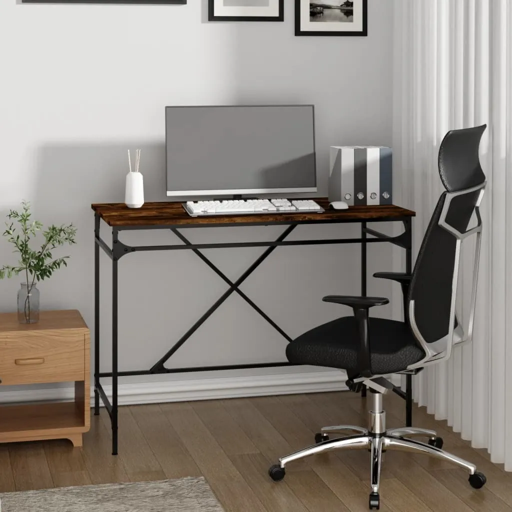Scrivania Design Industrial 100x50x75 cm - Rovere e Ferro Nero