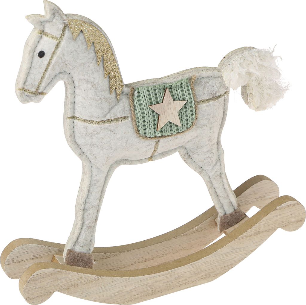 Schaukelpferd Deko Weihnachten Creme 20x4,5x22cm 2 Stück Nostalgisch Festlich