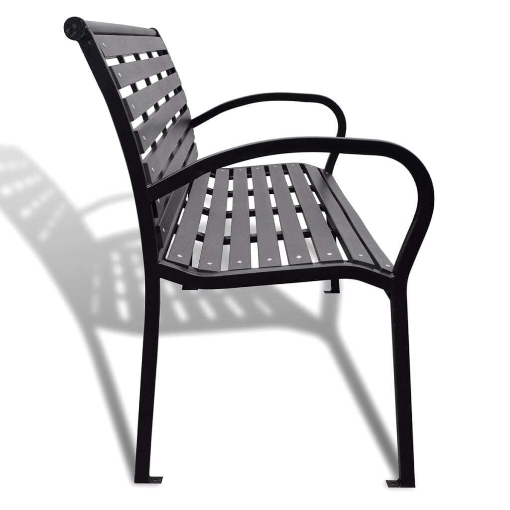 vidaXL Gartenbank 125 cm Stahl und WPC Schwarz Produktbild 3