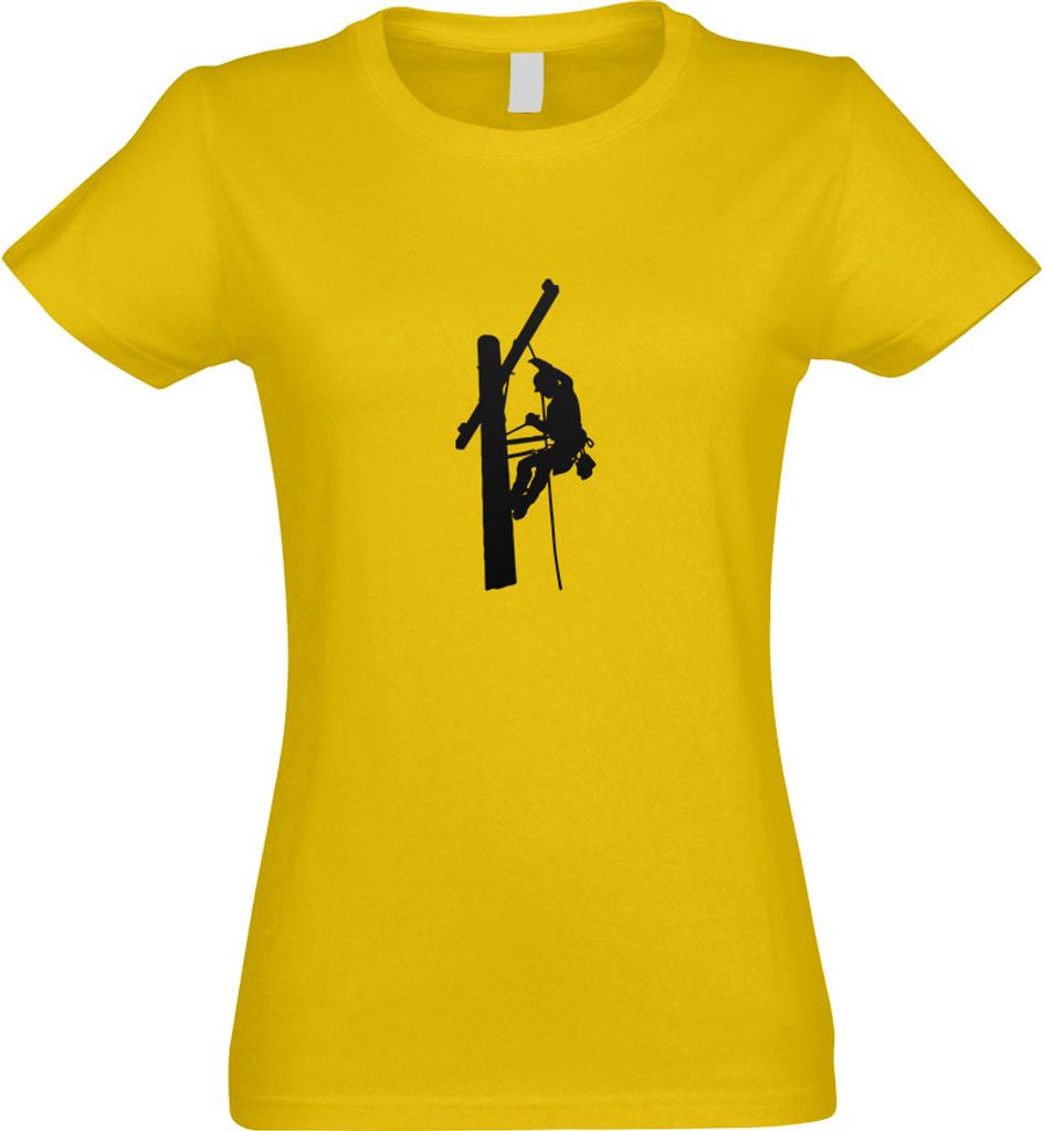 Kiwistar - T-Shirt tailliert - Damen - gelb - Netzmonteure Motiv 2 - Elektriker - mit Motiv Bedruckt - Funshirt Design - Sport - Freizeit - Damen -...
