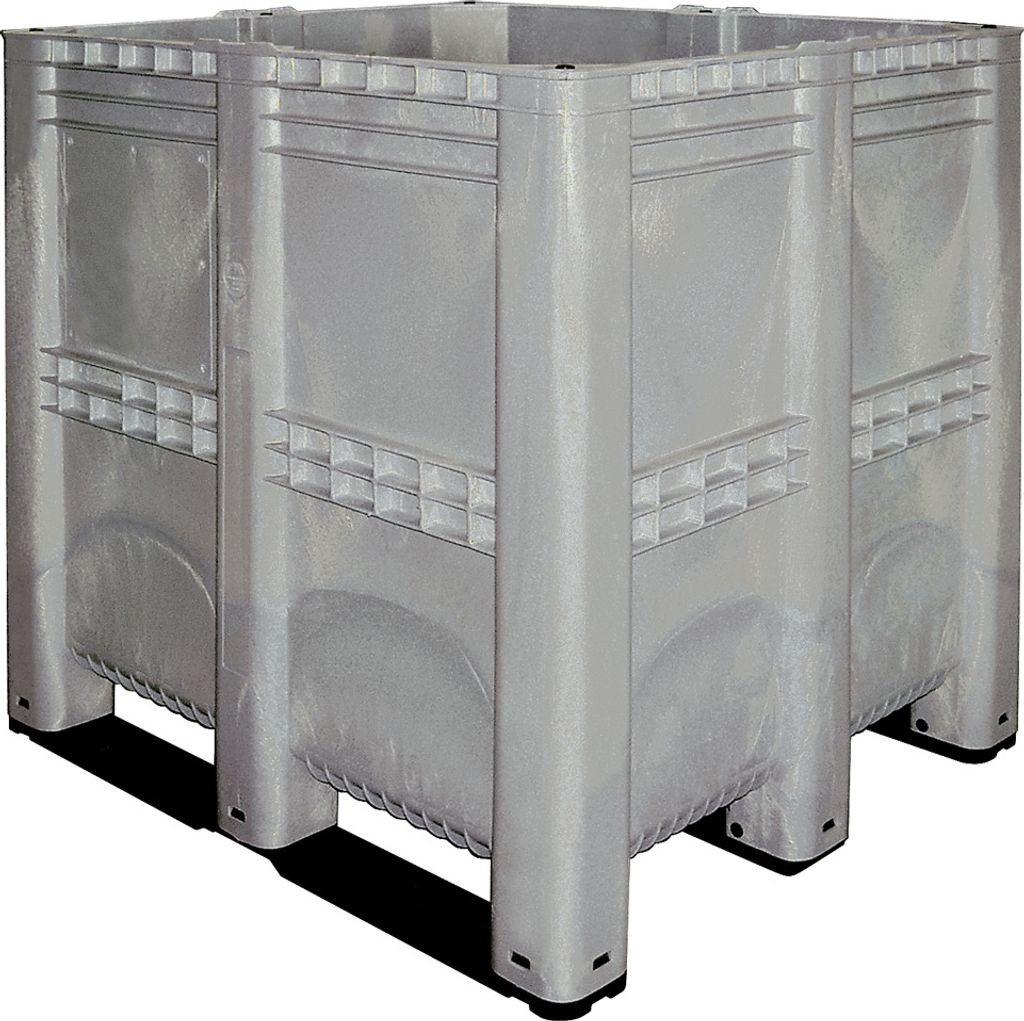 Elefantenbox mit 3 Kufen, grau, Inhalt 1400 Liter, Wände und Boden geschlossen