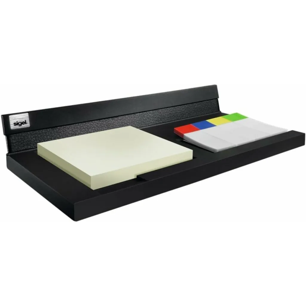 Memocenter Sigel Cintano : Bloc-notes simili cuir noir avec marqueurs