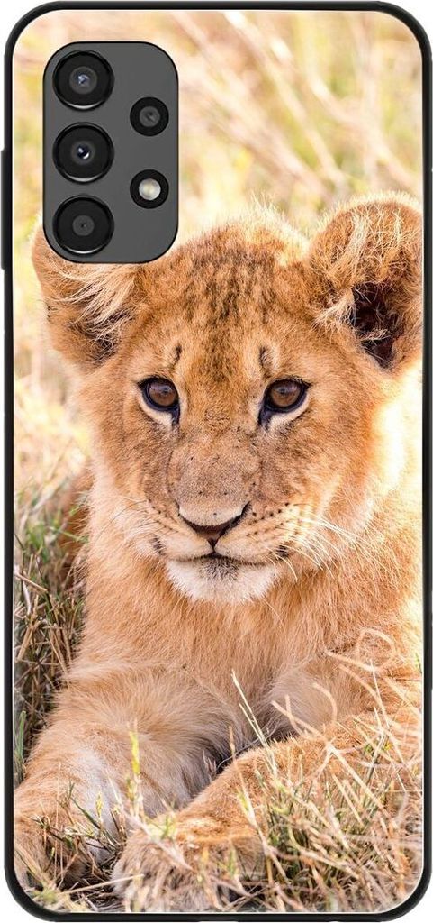 König Design Hülle kompatibel mit Samsung Galaxy A13 4G Kunststoff Soft Handyhülle - Handy Case Löwen Baby