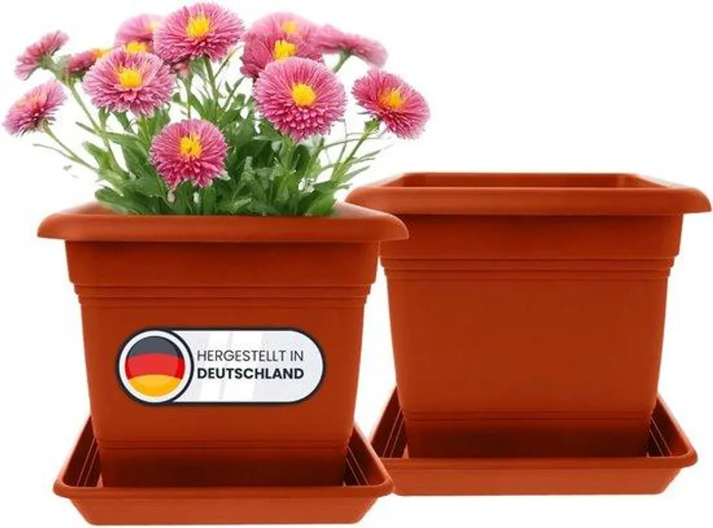 Lot pots de fleurs terre cuite 40 cm avec soucoupes pour vos arbustes