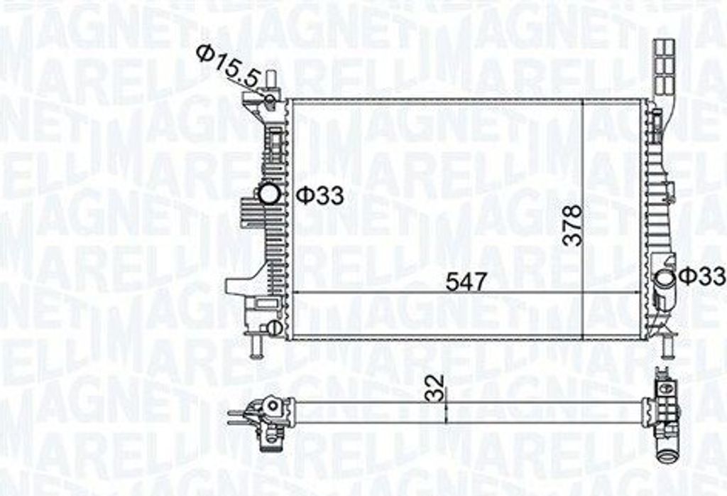 MAGNETI MARELLI 350213173800 Kühler Wasserkühler Motorkühler für FORD FOCUS III Turnier FOCUS III C-Max II (DXA/CB7, DXA/CEU) Grand C-Max