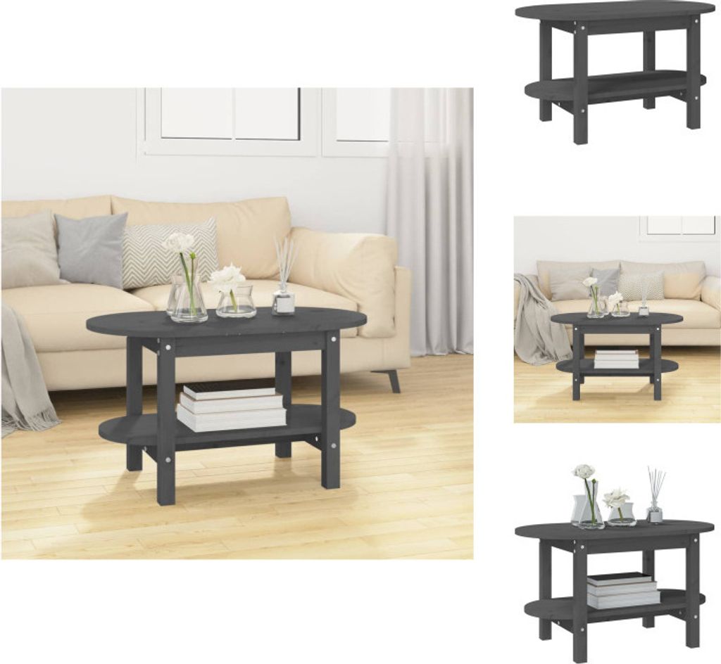 vidaXL Couchtisch Grau 80x45x45 cm Massivholz Kiefer - Couchtische