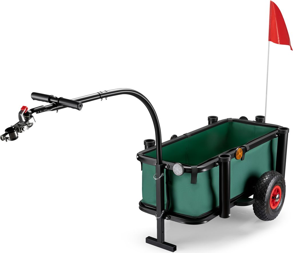 Wiltec Angelwagen mit Tasche, Angel Trolley bis 50 kg, Transportkarre mit 60 l Volumen, Bollerwagen mit Luftreifen, Transportwagen aus Stahl, auch ...