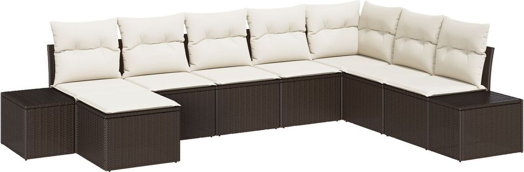 Möbel 8-teiliges Garten Sofa Set mit Kissen Braun Poly Rattan - Gartensofas 3355847