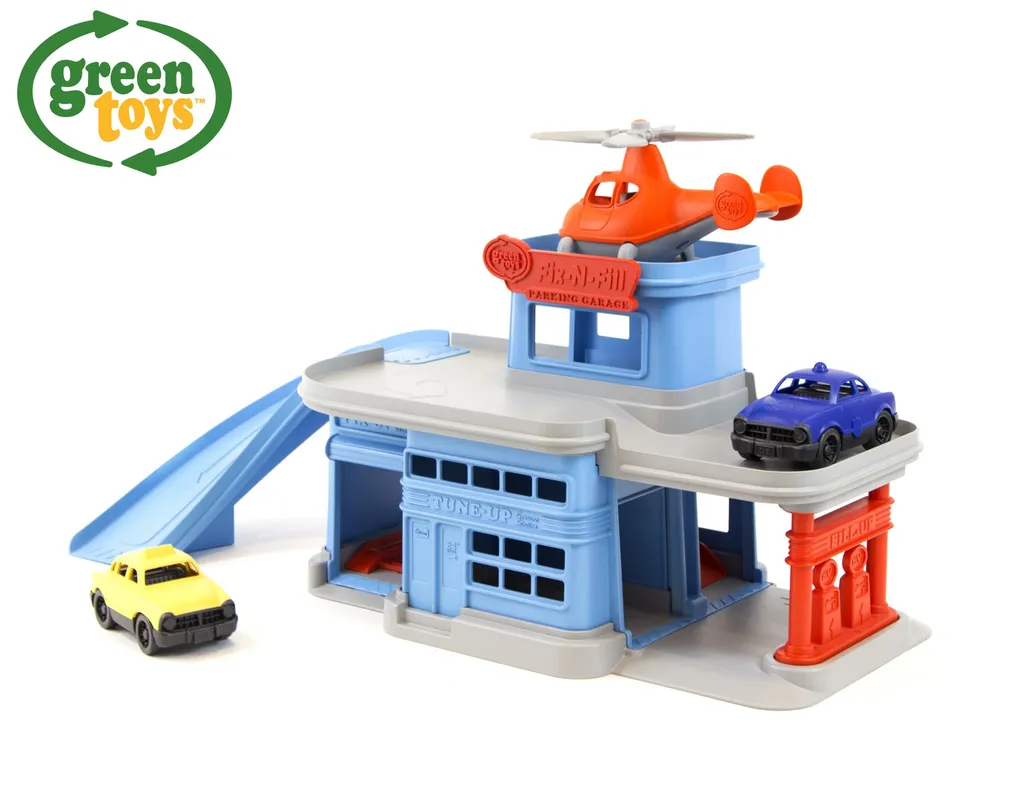 Double Garage Bleu Éco-responsable sans BPA avec Accessoires de Jeu - 7