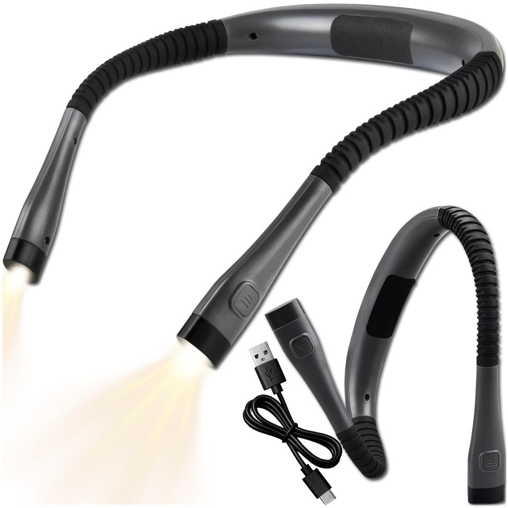 KRUMAD LED Leselampe Hals, Wiederaufladbare Nackenlampe mit 3 Lichtmodi, Flexibel & Augenschonend, Buchlampe für Bett, Lesen & Reisen