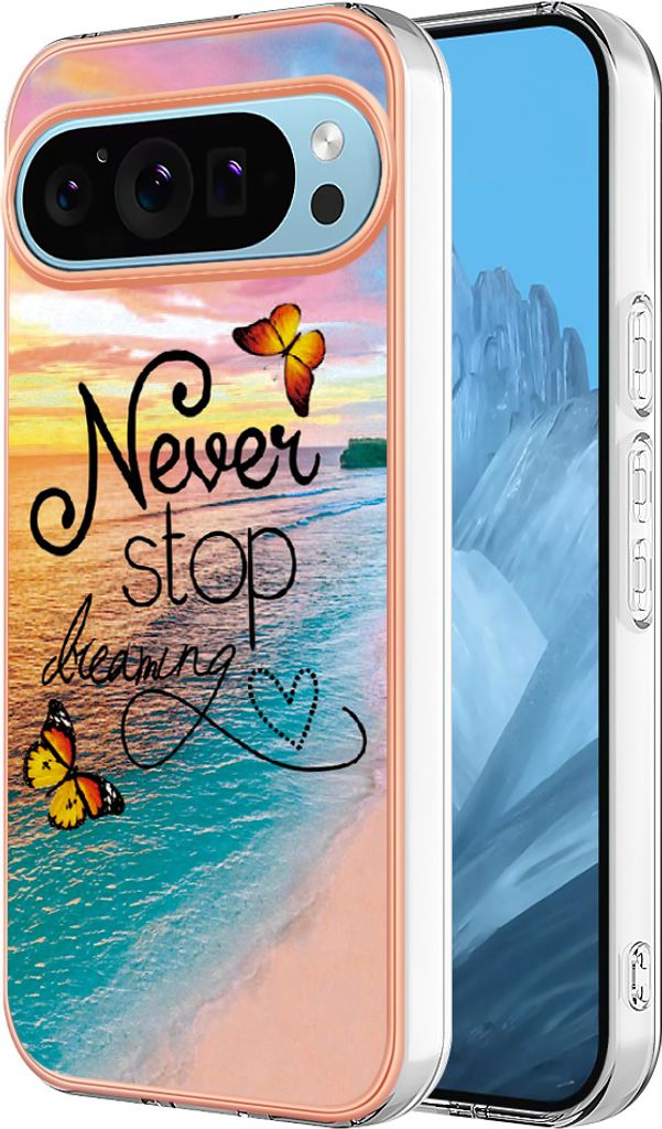 Hülle für Google Pixel 9 Pro XL Muster TPU Silikon Stoßdämpfer Bumper Schutzhülle Gold
