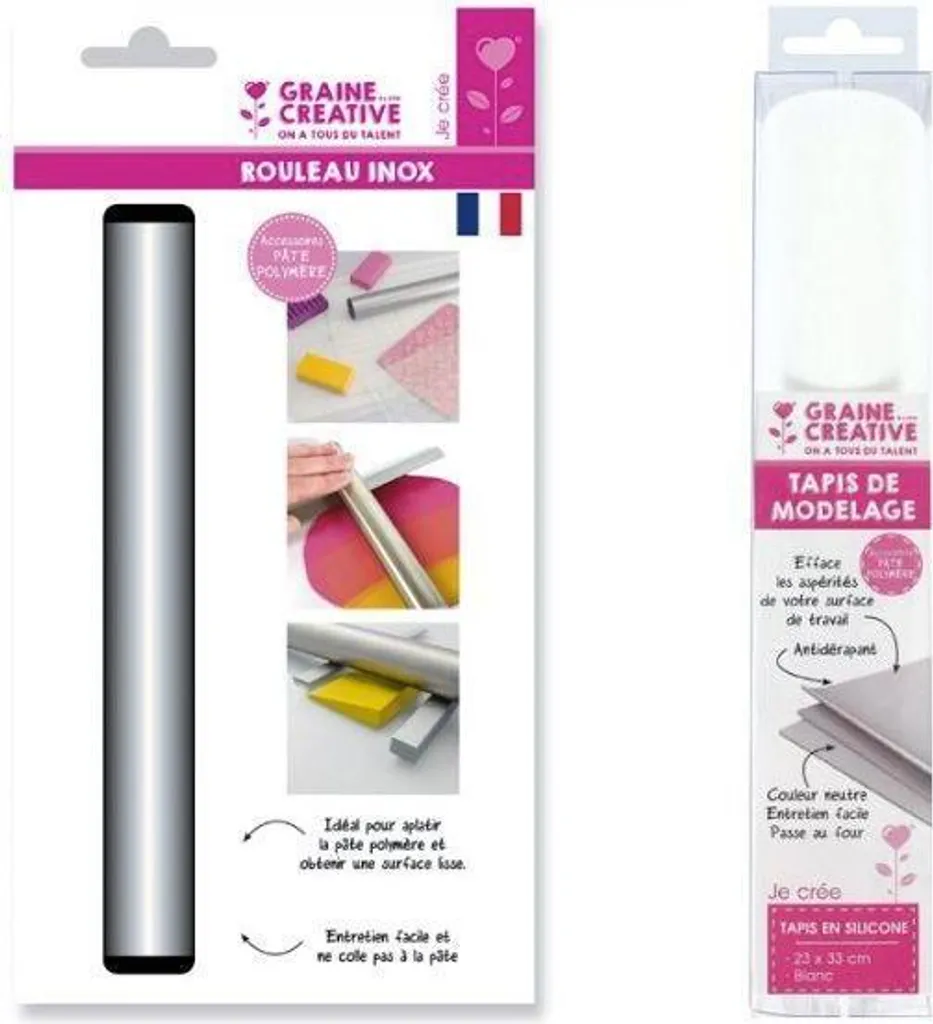 Rouleau et tapis de modelage pour polymère anti-trace et sans bulle