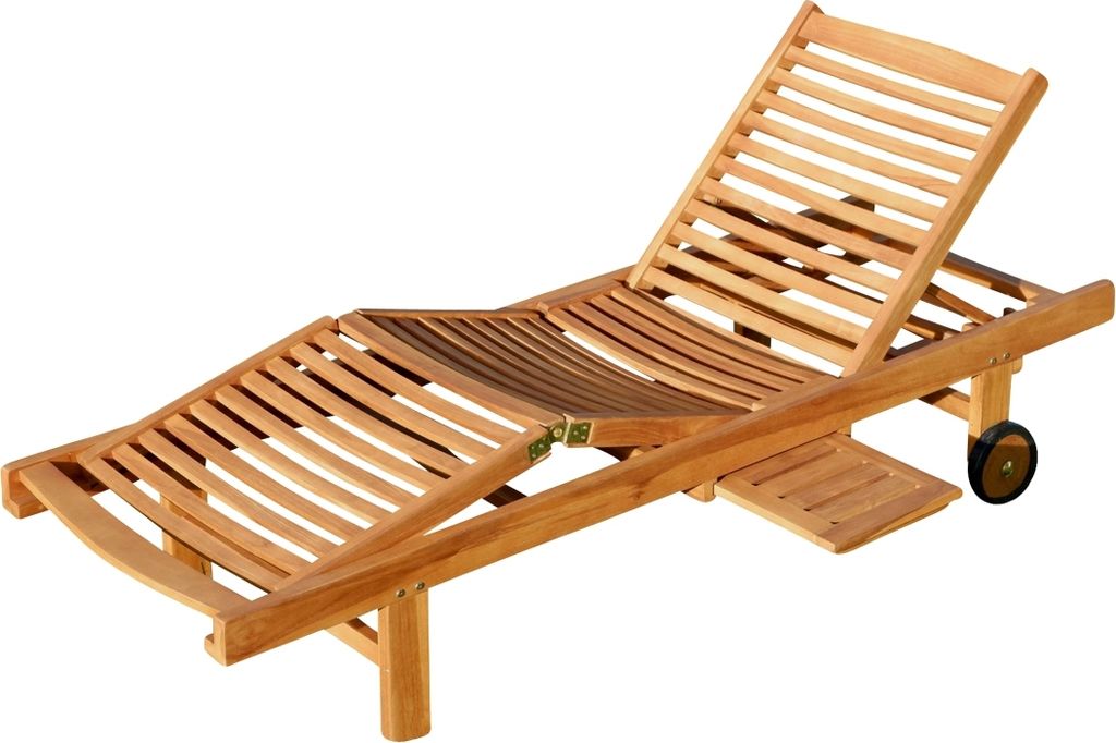 ALEOS. echt Teak Sonnenliege Gartenliege Strandliege Holzliege Holz vielfach verstellbar mit Tisch sehr robust Modell COZY