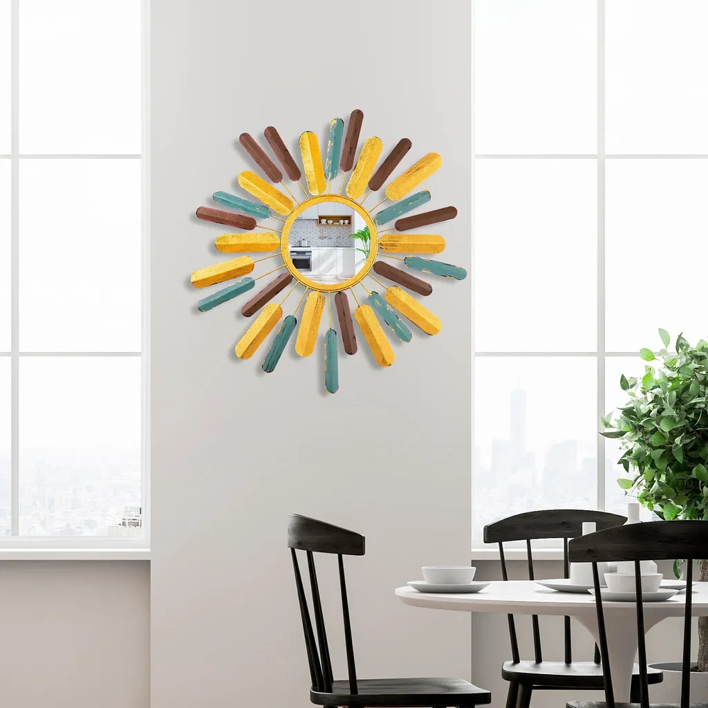 Miroir Design Multicolore 100% Métal Style Abstrait 75 cm Wallity - 3