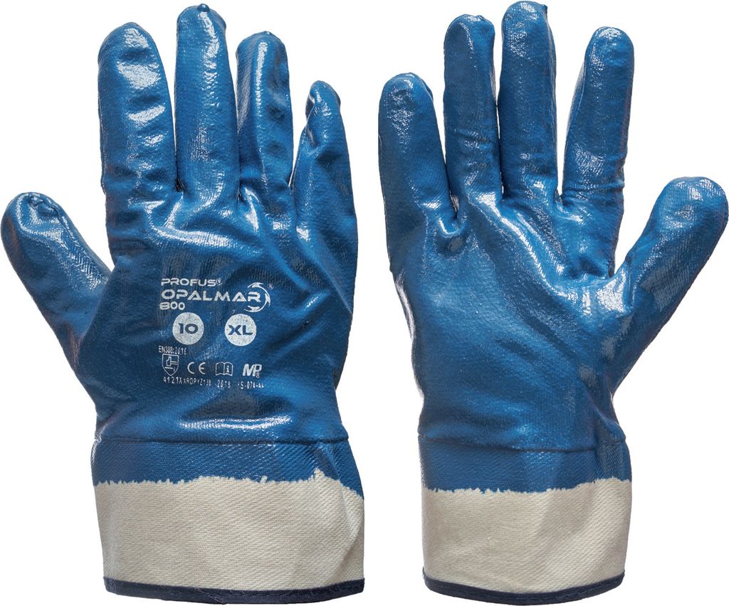 1 Paar Arbeitshandschuhe Handschuhe Berufshandschuhe Ölbeständig Blau Nitril Jersey (OPALMAR-1) XL, Gr. 10