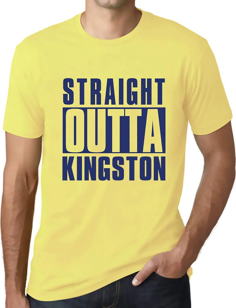 Herren Grafik T-Shirt Straight Outta Kingston Öko-Verantwortlich Vintage Jahrgang Kurzarm Lustige Druck Geburtstag Geschenk Mann