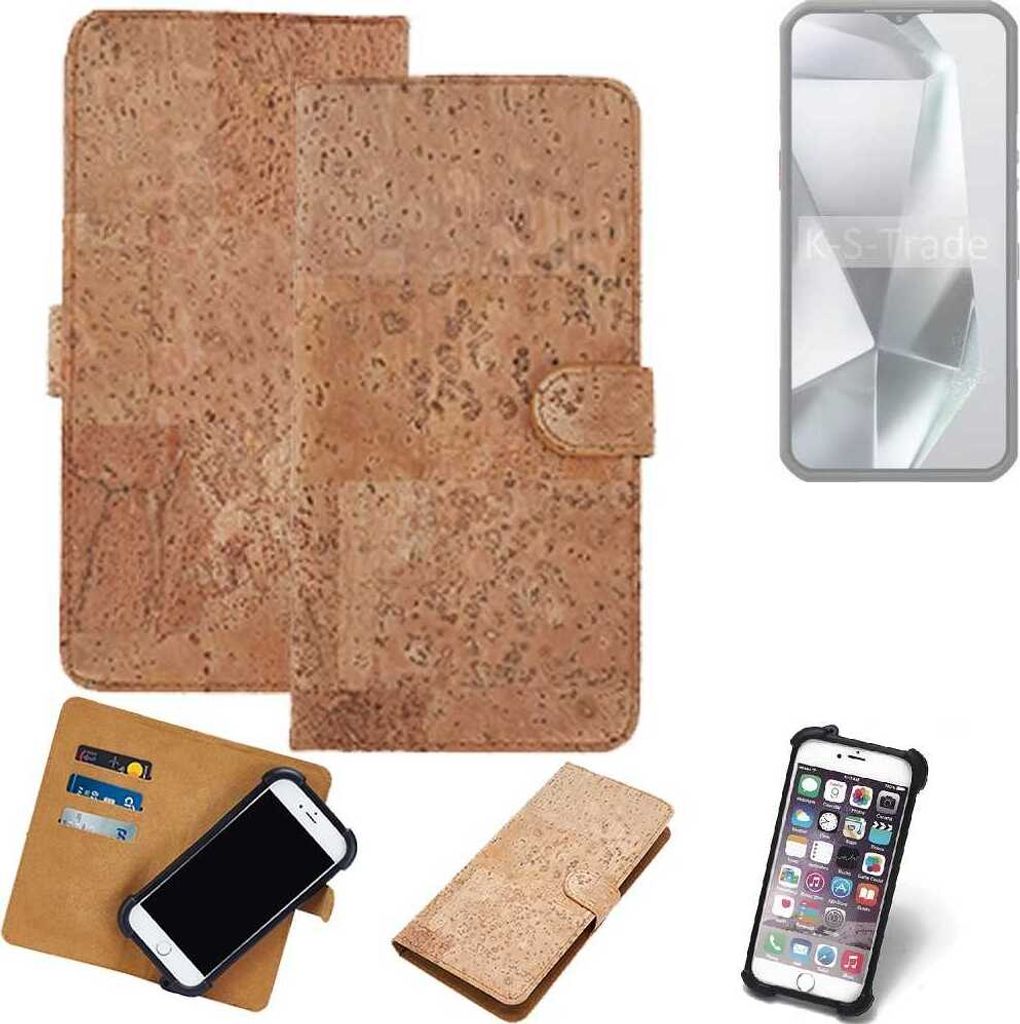K-S-Trade Hülle kompatibel mit Oukitel WP39 Kork Handyhülle Cover Schutzhülle TPU Case Bumper in Hellbraun, (1x)