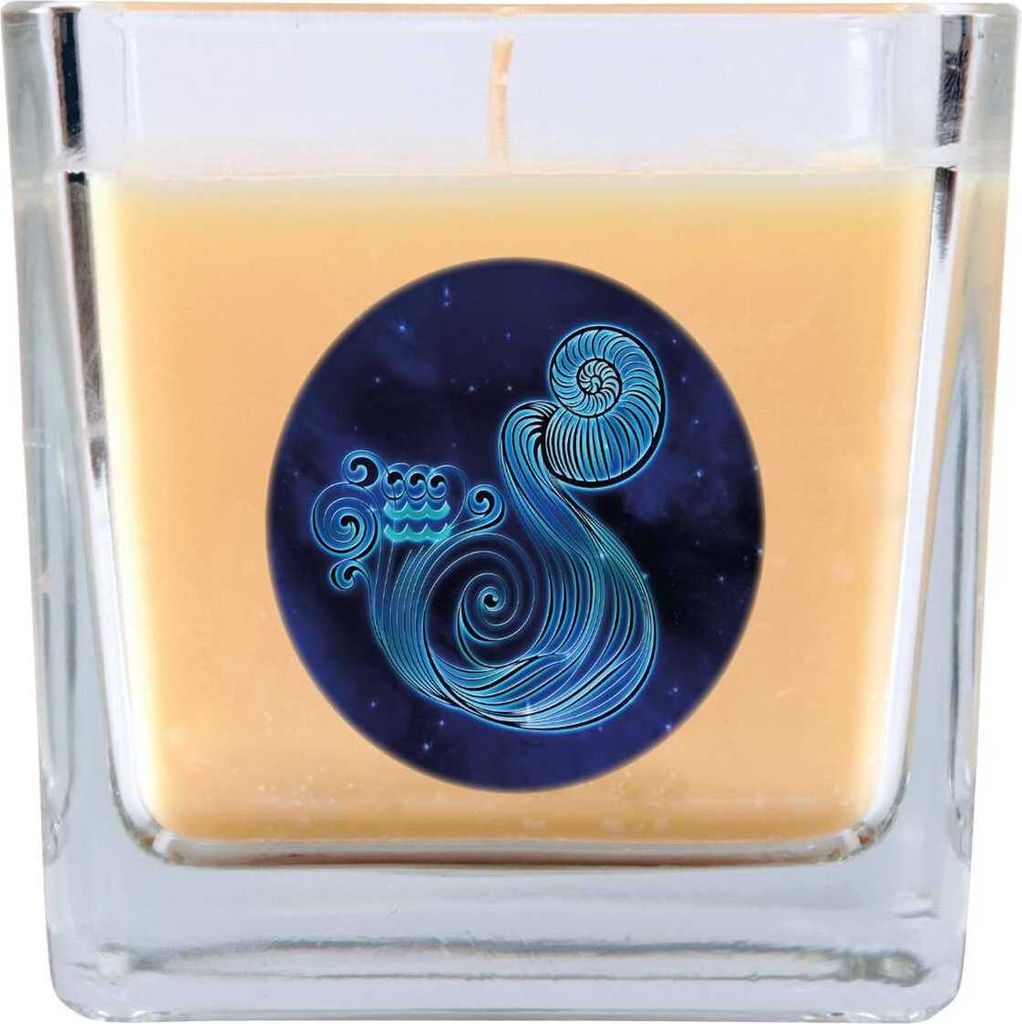 HS Candle "Sternzeichen" Duftkerze Vanille im Bonbonglas ( Wassermann ) - viele Motive zur Auswahl, 190g - Brenndauer bis zu 50 Std - Aquarius