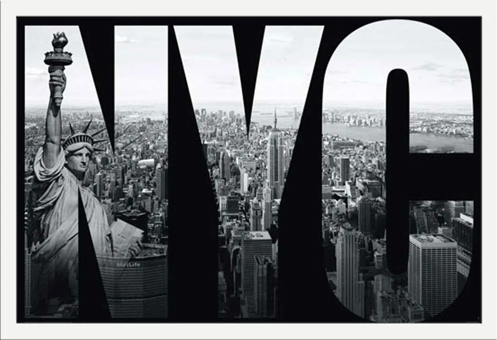 Décoration Murale New York Poster Encadré Blanc pour Salon ou Bureau Pro