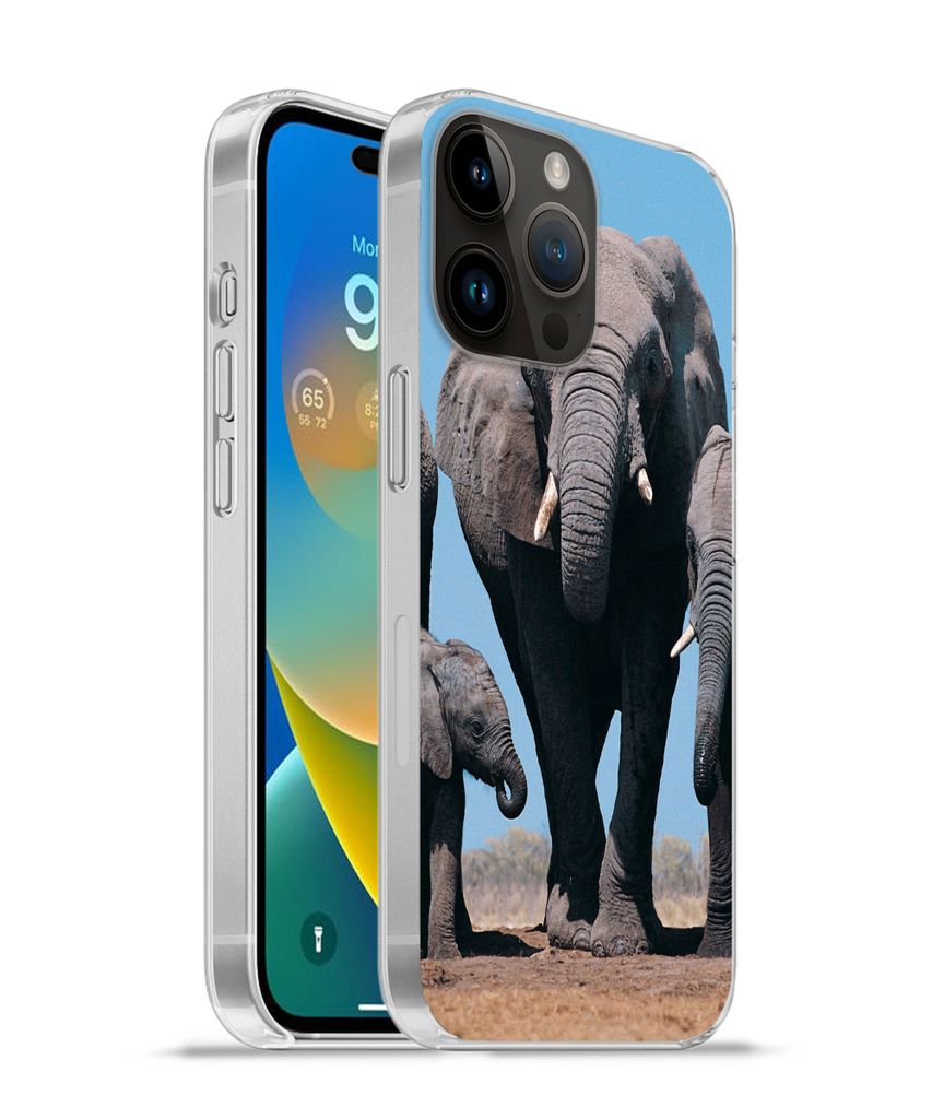 MuchoWow Handyhülle Schutzhülle Hülle für Apple iPhone 14 Pro Max Elefant - Prärie - Tiere - Natur Silikon Softcase Handy Hülle - Hardcover