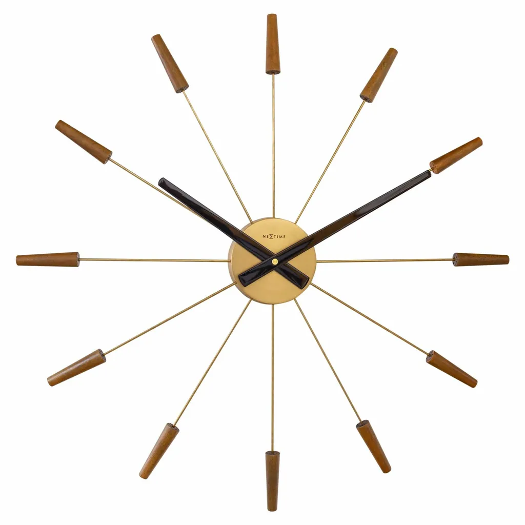 Horloge murale 58cm NeXtime Plug-Inn marron : style bois et métal