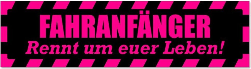 Kiwistar - Autoaufkleber - Pink - Schwarz - 45 x 12 cm - Fahranfänger rennt Leben gestreift - Hinweis Aufkleber Sticker für Auto, Kfz, Fahrrad, P...
