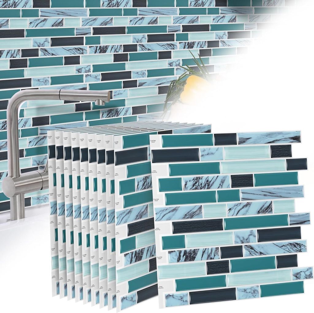VA-Cerulean Fliesenaufkleber Küche Tile Stickers 3D Selbstklebende Fliesen Klebefolie Wandaufkleber für Bathroom Deckenplatten Kitchen, Type O