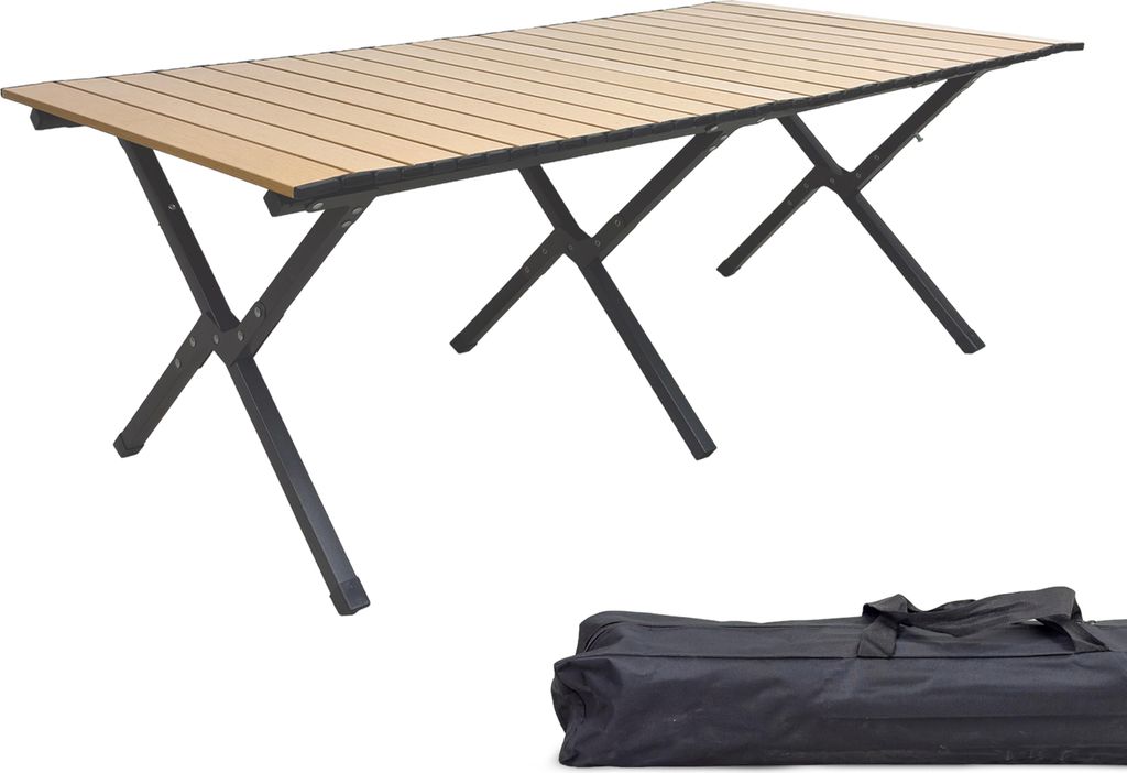 Grafner Campingtisch klappbar 118x58x43cm Holzoptik Produktbild 