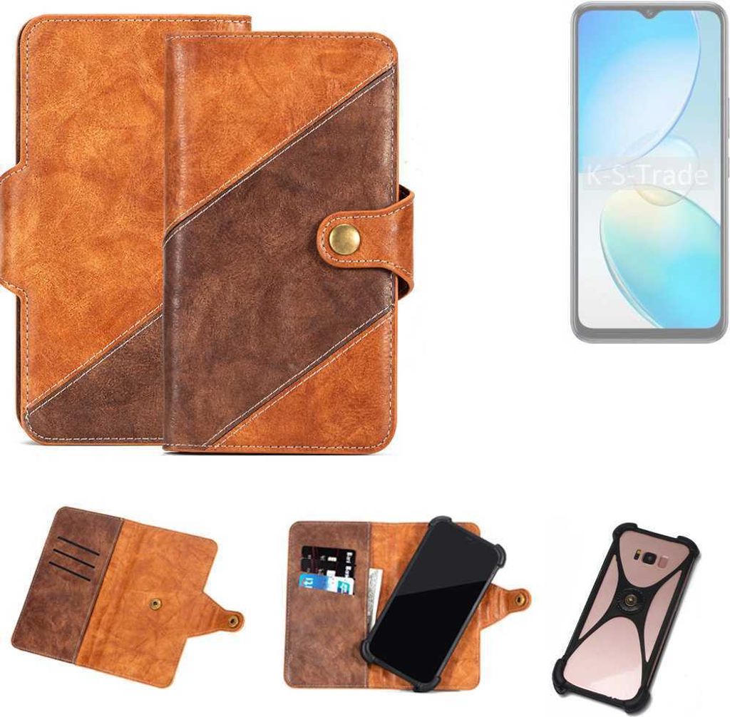 K-S-Trade Handyhülle Schutzhülle Bookstyle Case Wallet-Case kompatibel mit Infinix Hot 12 Pro Cover Klapphülle Kantenschutz Smartphone dunkelbraun