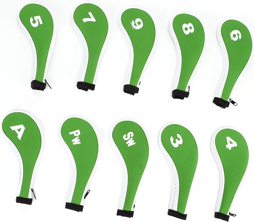 10 PCs Golf Iron Head Cover -Set mit Zipper Club Headcovers passt zu den meisten Clubs.