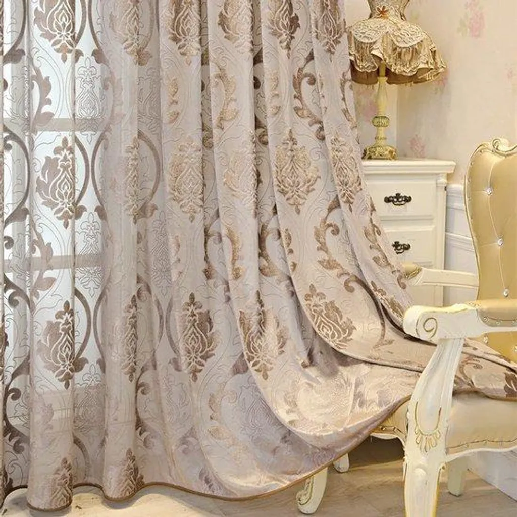 Rideau de luxe en voile transparent anti-plis pour chambre et salon