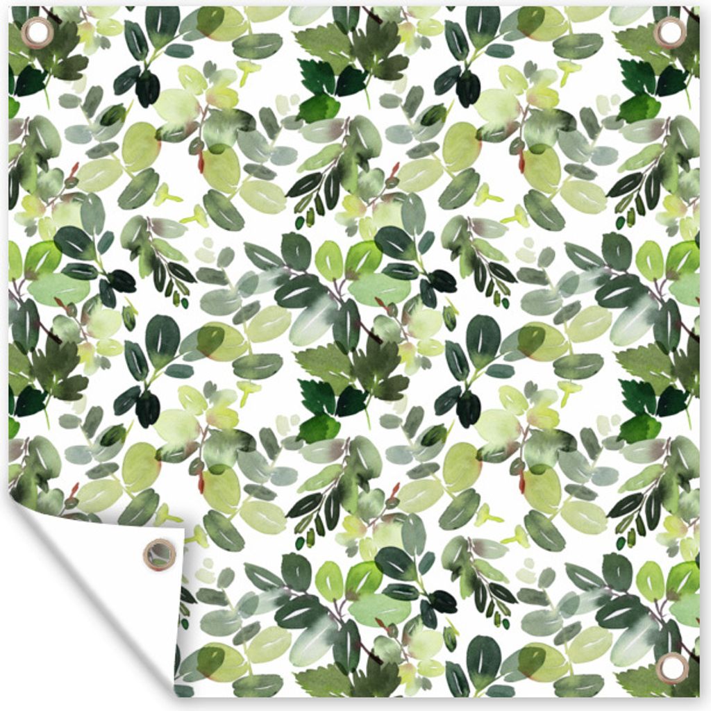 MuchoWow 50x50 cm Outdoor-Poster Gartendeko Sichtschutz Garten Poster für den Garten Pflanzen - Aquarell - Grün