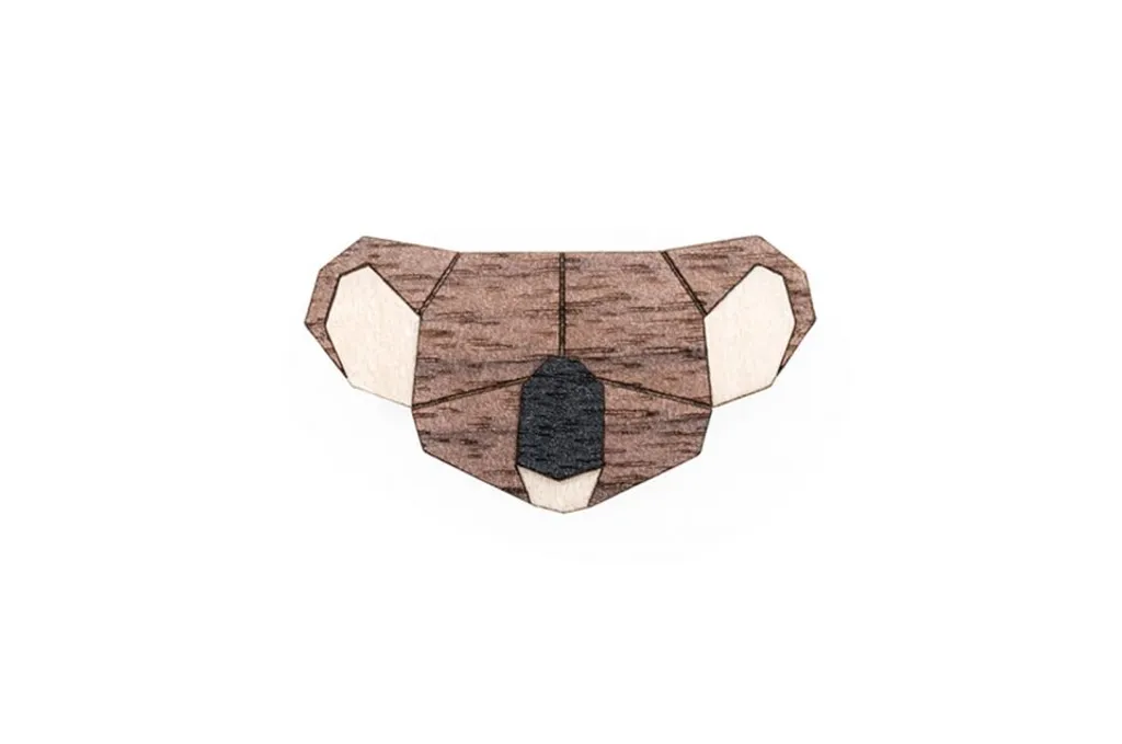 BeWooden Spilla in Legno Koala Fatta a Mano - Accessorio Eco-Sostenibile