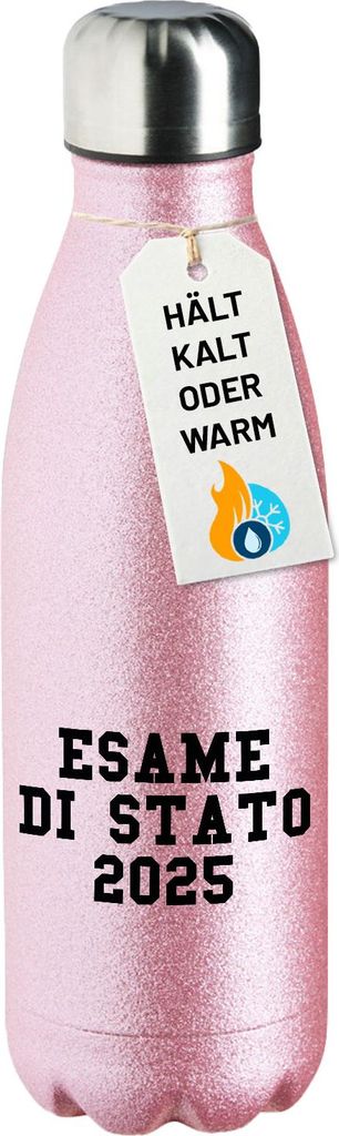 Huuraa Trinkflasche Esame di Stato 2025 Abschluss Italien 500ml Pink Edelstahl Wasserflasche Trinkflasche Geschenkidee