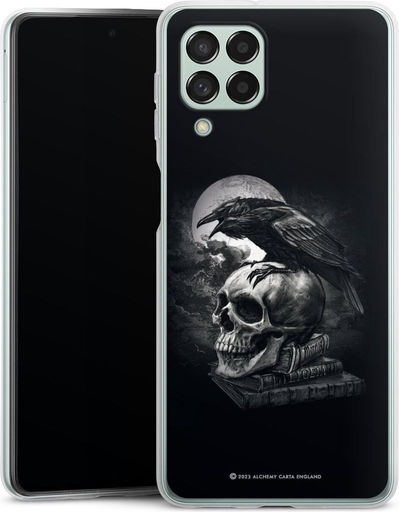 DeinDesign Handyhülle für Samsung Galaxy M53 5G Silikon Hülle Case Smartphone Schutzhülle Rabe Schädel Totenköpfe