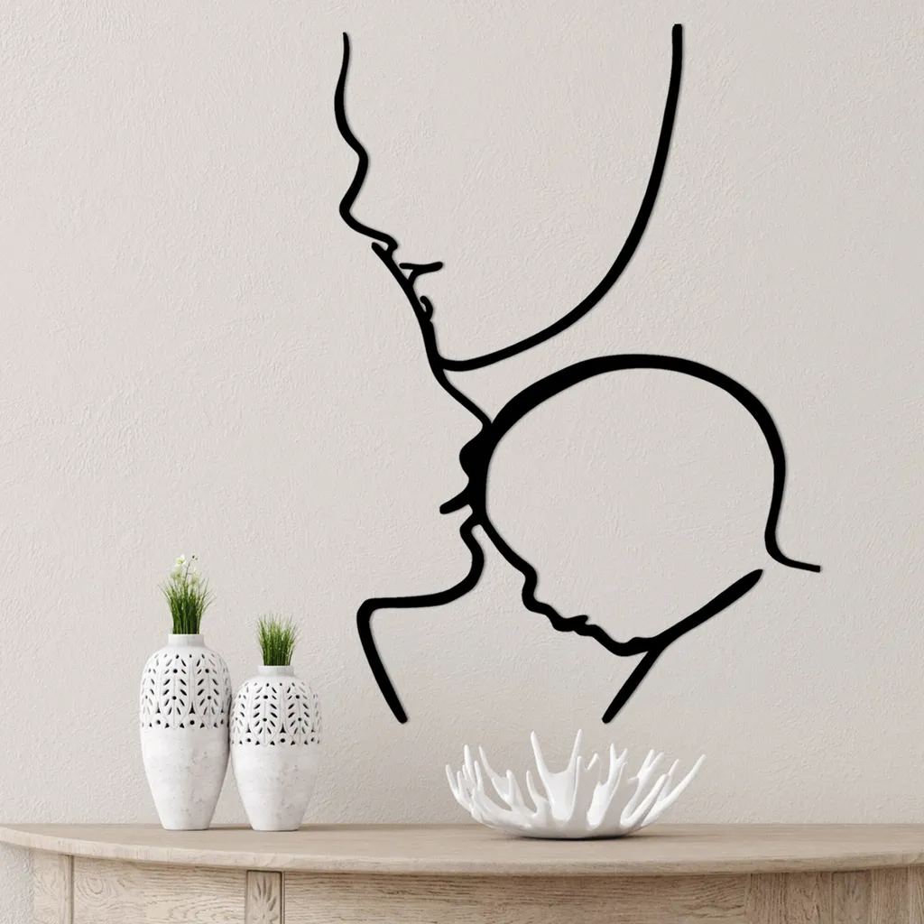 Decorazione da Parete Famiglia Wallity Metallo Nero Design 72x50cm