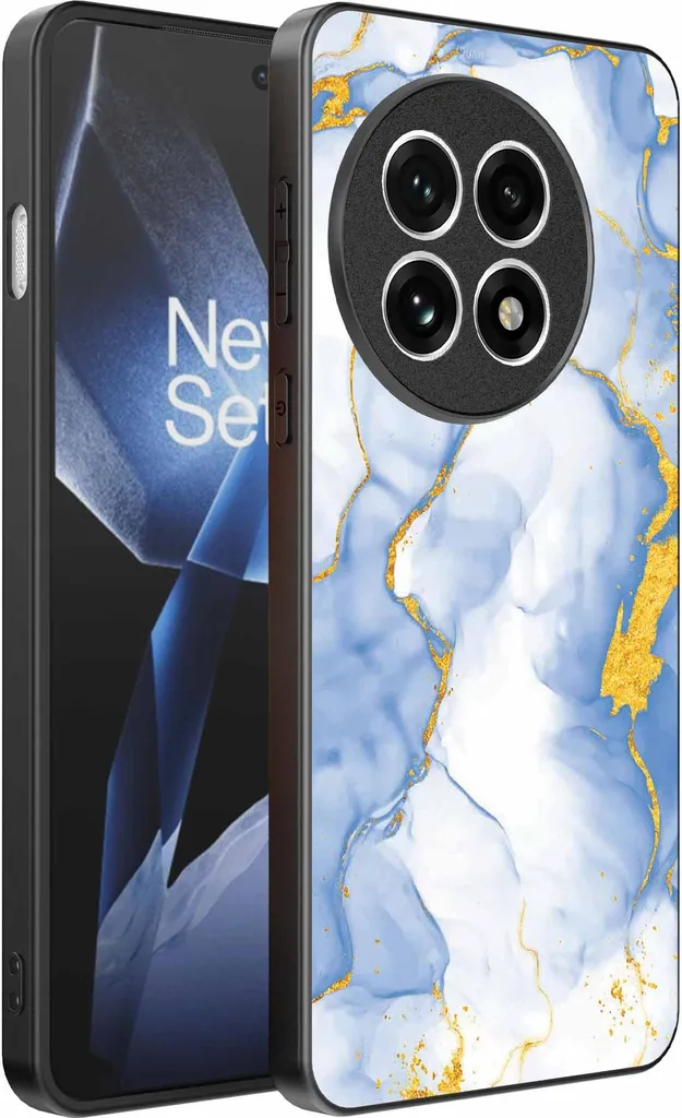 OnePlus 13R Cover Marmo Blu e Oro | Protezione TPU Smartphonica
