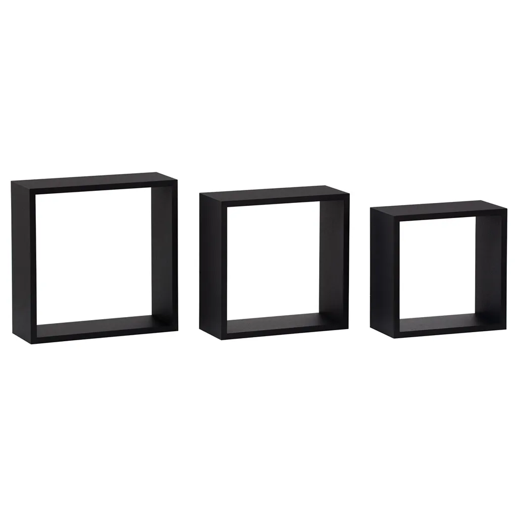 Étagère murale lot de 3 supports de rangement design noir mat Autronic